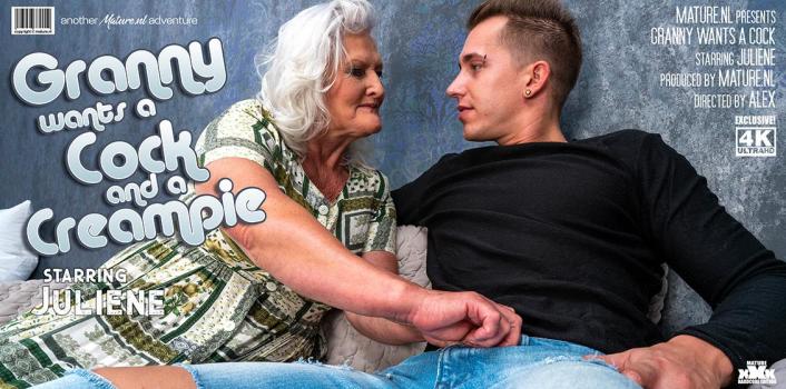 MatureNL – Granny Juliene is begging for a creampie from her toyboy