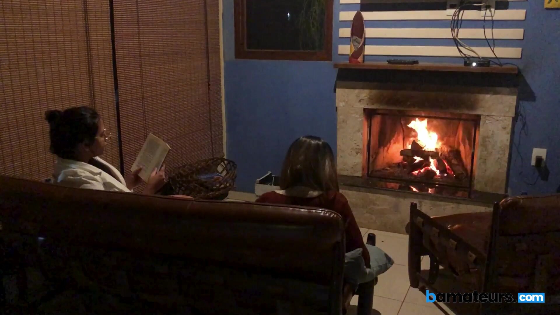 bAmateurs – Amateur Threesome At The Fireplace