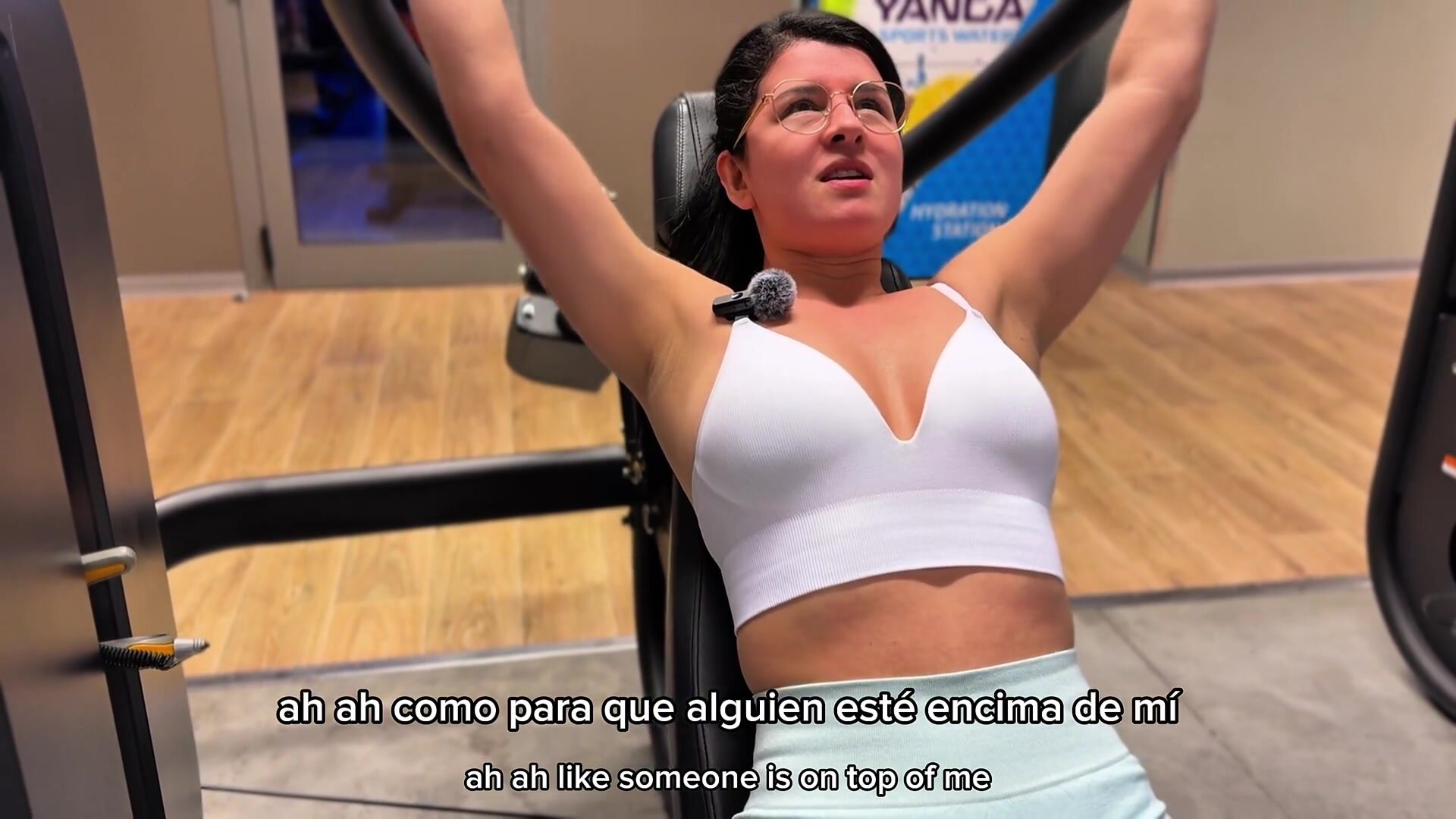 SweetFantassy – Nerd girl with glasses gets excited in the gym and fucks her gym crush