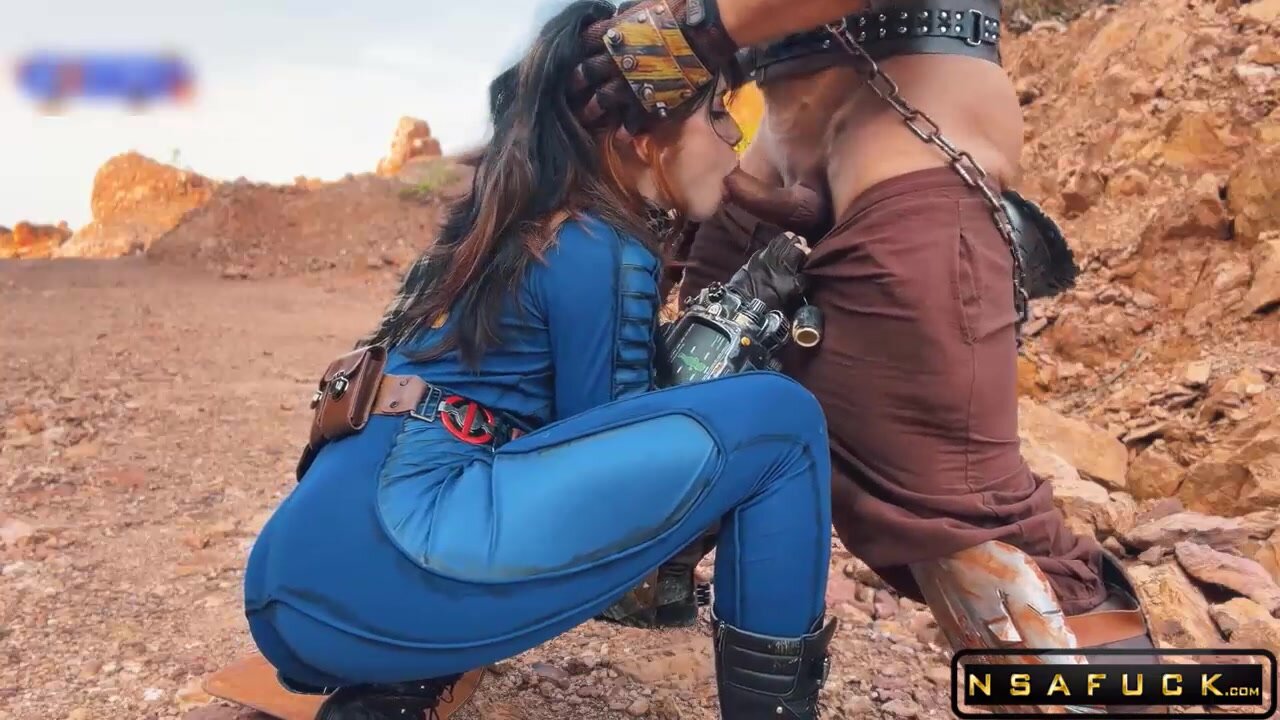 Sexy Cowgirl in Blue Latex Fucked Hard in Desert