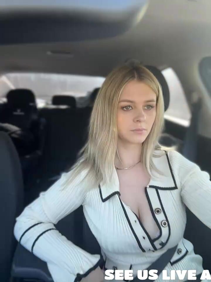 Blonde Babe Teasing in Car