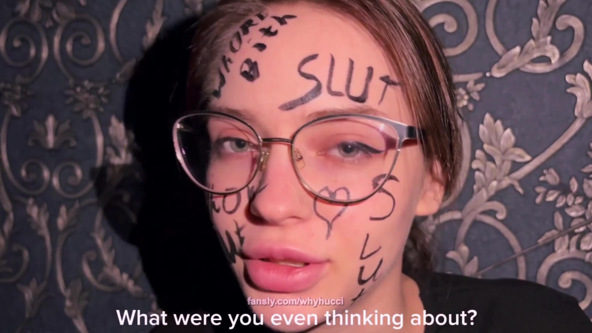 Whyhucci – Written on Her Face That She Is a Whore and Roughly Fucked Deep Throat While Her Step-Daddy Is Home