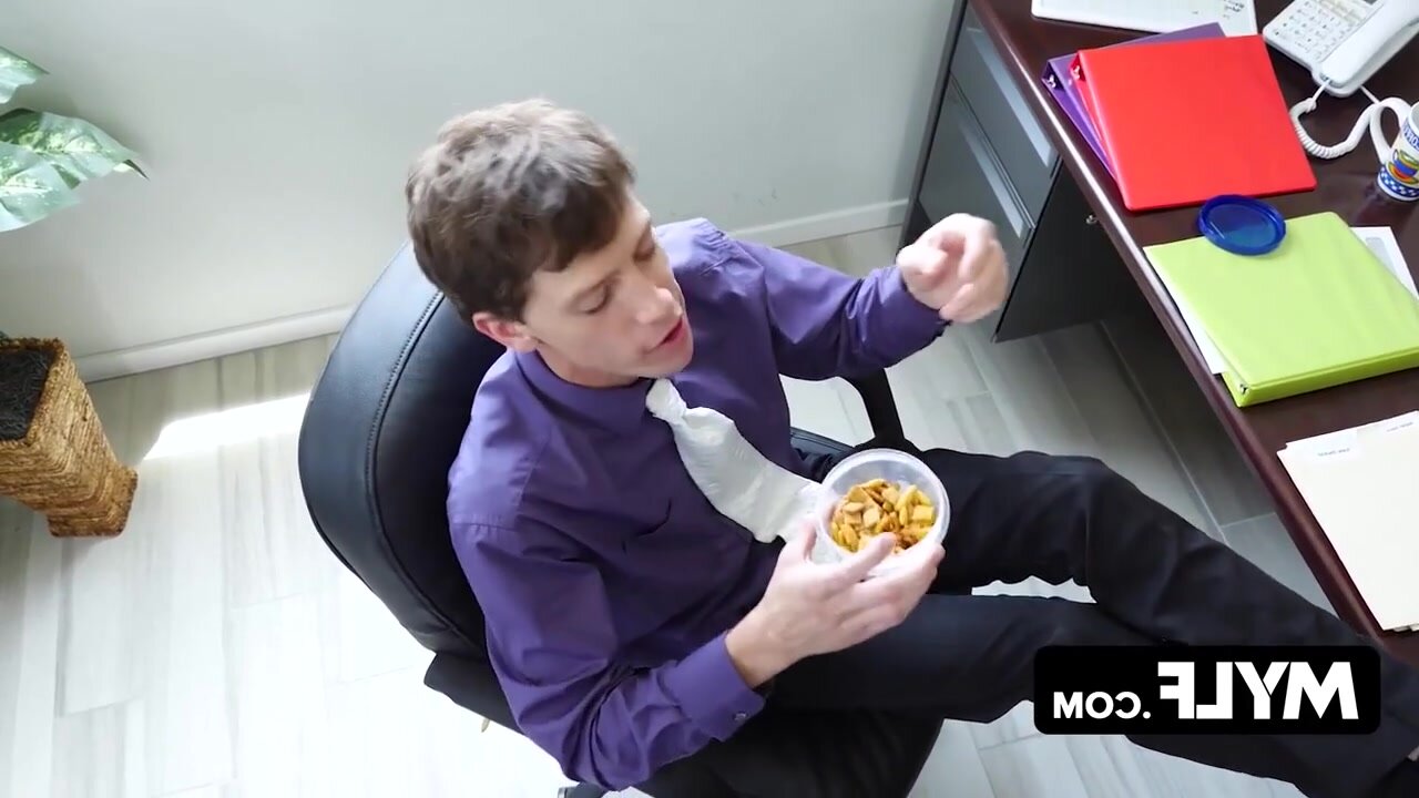 Two busty, sexually aroused mature women, Dana Dearmond and Ariella Ferrera, take complete control over and extract fluid from the new male office assistant.