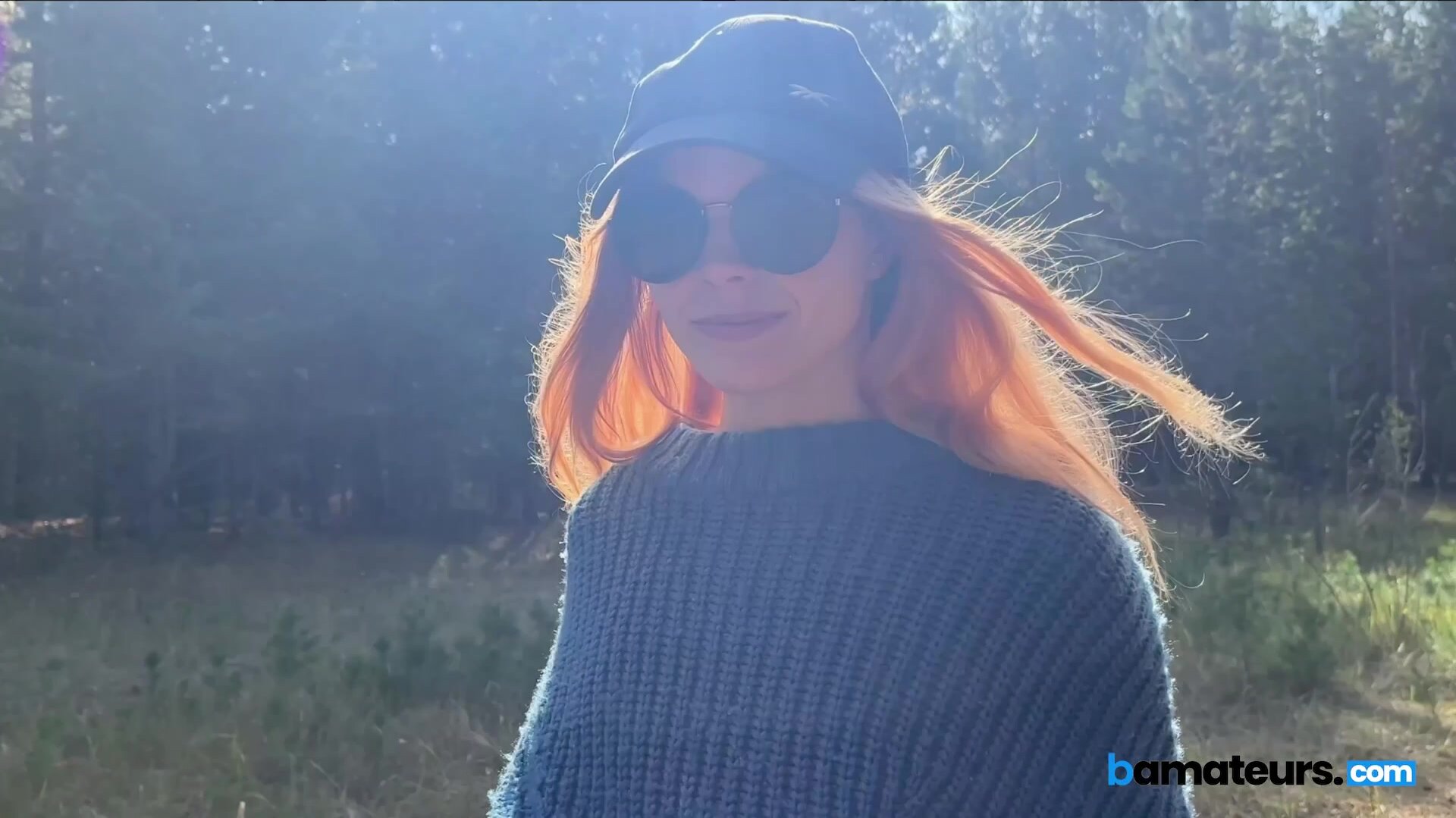 AdultPrime – Ginger Babe Swallows Cock In The Woods