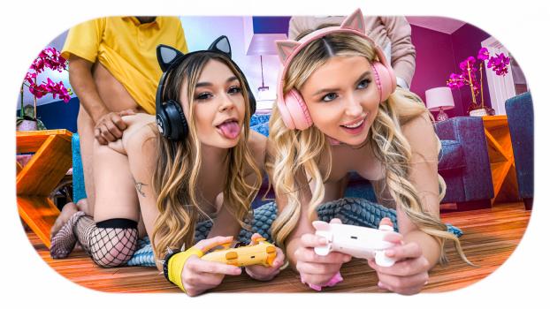 DaughterSwap – Della Cate & Britt Blair – No More Gaming: Bff’s Share Some Daddy Dick